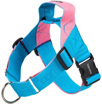 Boondog Hondentuig 0109 - Anti Trek - 2 Bevestigingspunten - Met Handvat - Verstelbaar - Comfortabel Harnas - Aqua/Pink - Maat SM