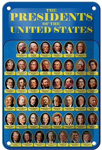 Blechschild Spruch 12x18cm the presidents of United States