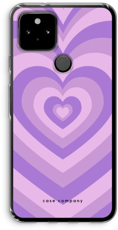 Case Company® - Hoesje geschikt voor Google Pixel 5 hoesje - Hart Paars - Soft Cover Telefoonhoesje - Bescherming aan alle Kanten en Schermrand
