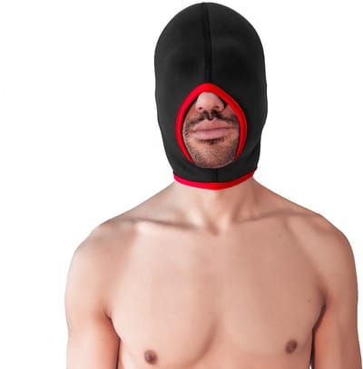 Brutus - Neoprene Blind Face Fucker Hood - Zonder Oogopeningen - Zwart/Rood