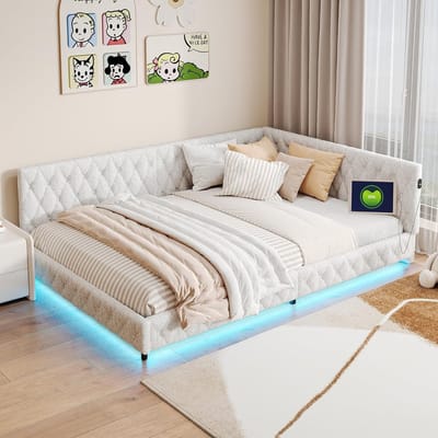 Comfortabele Gewatteerde Slaapbank met USB en LED - 140x200 cm Tweepersoons