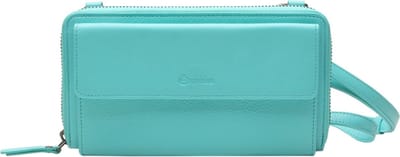Esquire Leren Portemonnee Telefoontasje Peru Phone Wallet Bag Turquoise
