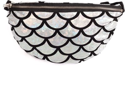 KIMU® Heuptasje Mermaid Zilver - Fanny Pack Zeemeermin Schubben - Tasje Heuptas Vis Oceaan Crossbody Tas Festival