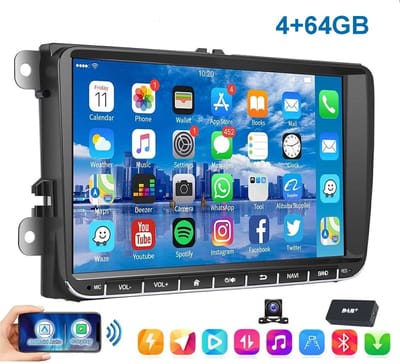 ESSGOO CarPlay Autoradio geschikt voor Volkswagen Golf 5 Touran Passat B6 Golf 5 6 Touran EOS - Apply Carplay & Android Auto - 4GB + 64GB - Bluetooth & Wifi Mirrorlink - Navigatiesysteem -Multimedia - FM RDS - 9 Inch - Achteruitrijcamera & DAB+