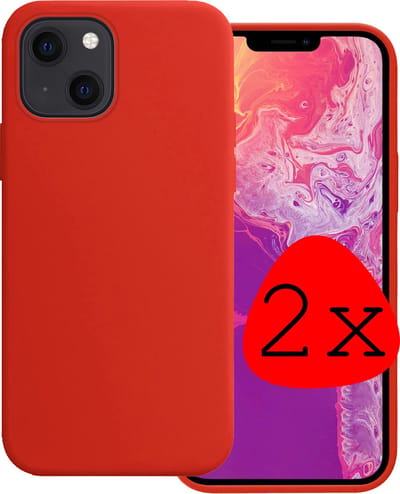 Hoesje 2 Stuks - Geschikt voor Apple iPhone 13 Mini - Sterk & Shockproof - Case Siliconen - Back Cover - Telefoon Hoes - Rood