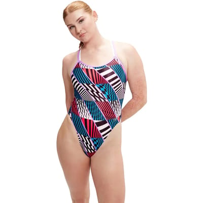 Speedo Womens Allover Digital Starback Black, White, Watermelon, Bolt, Sweet Purple