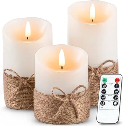 O’DADDY® LED Kaarsen Set van 3 – Bewegende Vlam – Afstandsbediening met Timer & Dimfunctie – Werkt op Batterijen (2x AA) – Warm Wit Licht – Crème – 10 / 12,5 / 15 cm