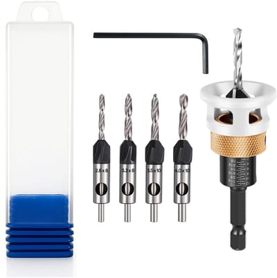 Countersink boorset 6-delig - HSS-M2 - met diepte-stroke - nauwkeurig boren voor houtbewerking - ShopVlot