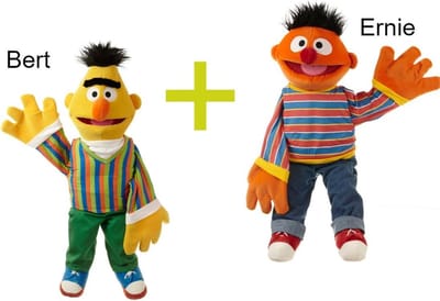 Living Puppets Bert en Ernie handpoppen - 45cm - Sesamstraat poppen