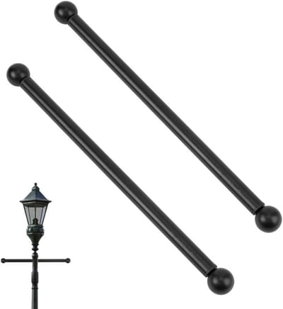 2 Sets Lamp Post Cross Arm, 45.5cm Vervangbare Steun voor Buitenlampen en Tuinverlichting met Afneembare Knoppen en Crossbar Accessoires