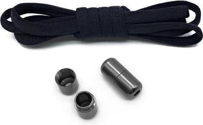 Elastische veters zonder strikken - Zwart met zwarte clips - schoenveters