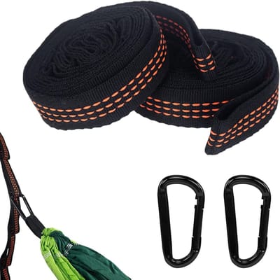 Hangmatbevestiging set met ophangriemen en haken - 2 stuks - voor camping en outdoor gebruik