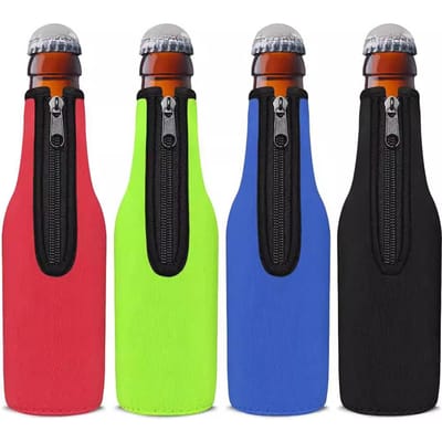 4 stuks Bierfles Isolatiehoes met Rits voor 12oz Longneck Flessen green