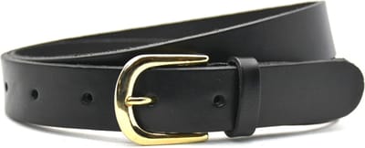 Take-it 3cm echt lederen zwarte riem gouden gesp - heren riem / dames riem - zwart - jeansriem - Riemmaat 85 cm - Totale lengte riem 100 cm