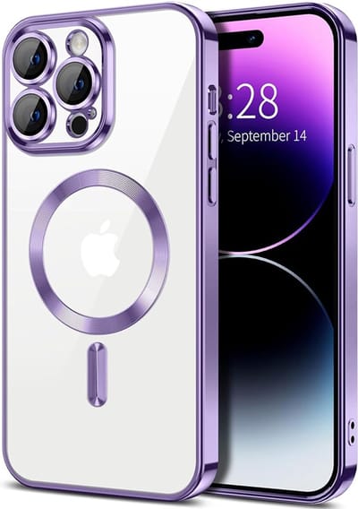 Hoesje geschikt voor Apple iPhone 14 Pro Max - Techsuit Luxury Crystal Back Cover - Geschikt voor MagSafe - Transparant/Lichtpaars