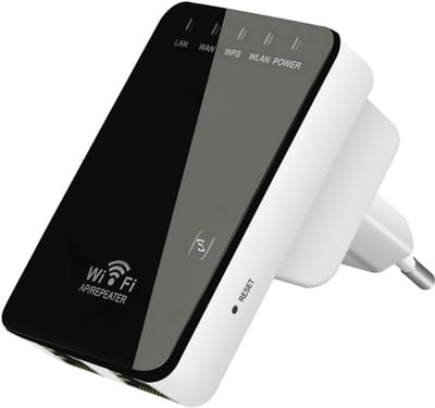 RWB® Wifi Versterker Stopcontact - Wifi Versterker - 300 Mbit/s - Zwart - 5cm x 7cm x 8cm
