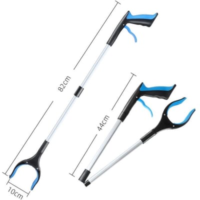 Opvouwbare grijper, verlengstuk, handgereedschap, draagbare afvalgrijper, opraapgereedschap, huishoudelijke schoonmaaktang, sanitair gereedschap blauw