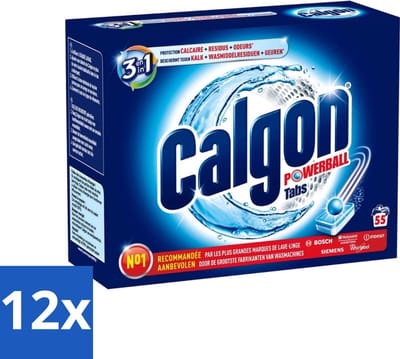 Calgon - Wasmachinereiniger - Tegen Kalkaanslag / Wasmiddelresten / Geuren - 55 Tabletten - Voordeelverpakking - 12 stuks