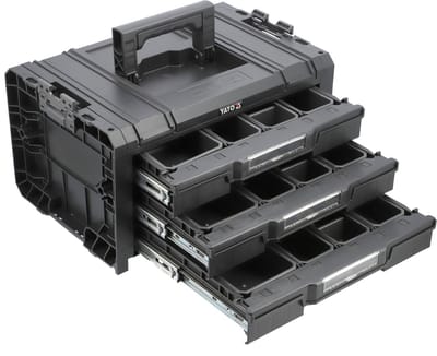 Modulaire Mobiele Gereedschapskist met 3 Laden - S1/S12 Systeem Koppelbaar - L 45 x B 32 x H 24 cm - Inclusief Uitneembare Bakjes & Organizers