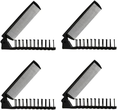 Set van 4 Opvouwbare Kammen voor Baard en Haar, Compacte en Draagbare Haarborstels voor Thuis en Reizen