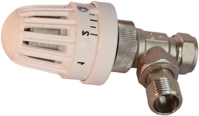 Thermostaatkraan Haaks - Radiatorkraan Set - Verwarming Regelen - Inclusief Kop - 1/2" x 15mm - Chroom