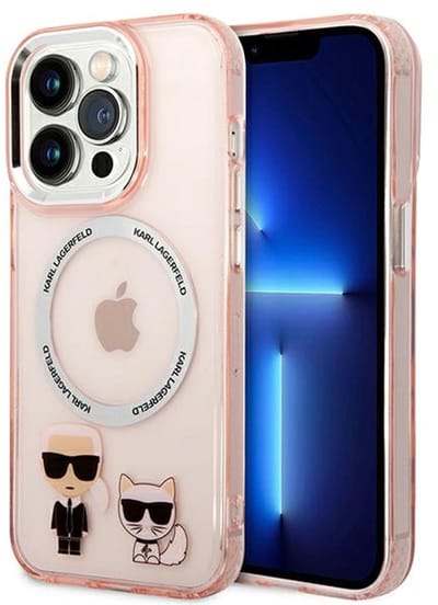 Karl Lagerfeld KLHMP14XHKCP iPhone 14 Pro Max 6.7 "hardcase pink / pink Karl & Choupette Aluminum Magsafe