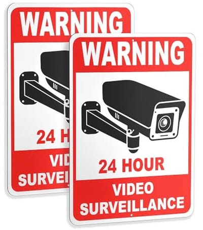 Videobewakingsbord - 10x7 Aluminium - Smile, U bent in beeld - 24 Uur toezicht - Beveiligingscamera - Geen Overtreding - Privé Eigendom