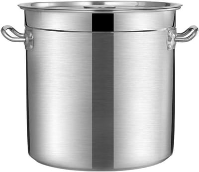 Diepe Kookpot - Soeppan Stoofpan - Grote Maaltijden Bereiden - Roestvrij Staal - Ruim Volume - Zilverkleurig