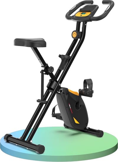 Opvouwbare Hometrainer tot 150 KG, met 16 Weerstandsniveaus, Comfortabel Zadel, Extra Stil I Opvouwbare Indoor Hometrainer, Fitnessfietsen