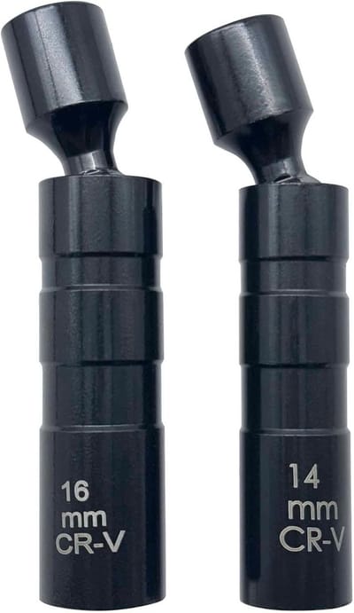 Bougie Socket Set - Universele Sleutel - Motoronderhoud - Magnetische Flexibele Grip - 14mm 16mm - Zwart