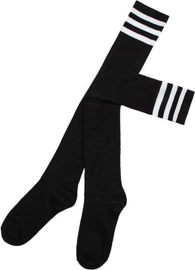 Somstyle Hoge Sokken Dames - 46 cm - Kousen - Thigh Highs - Zwart / Wit