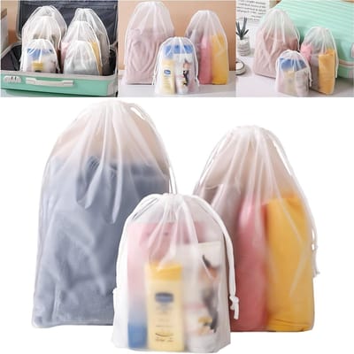 Waterdichte trekkoordzakken van PEVA voor reizen en opberging - 50 stuks van 25 x 35 cm, ideaal voor kleding, schoenen en accessoires