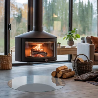 Coloray Vloerplaat Houtkachel - Vloerplaat voor Houtkachel - 80 cm x 80 cm - Vloerplaat Open Haard - Grijs Vloerplaat Kachel - Verwarmingsaccessoires - Plaat voor Onder Kachel - Kachel Vloerplaat - Vloerplaat Voor Kachel