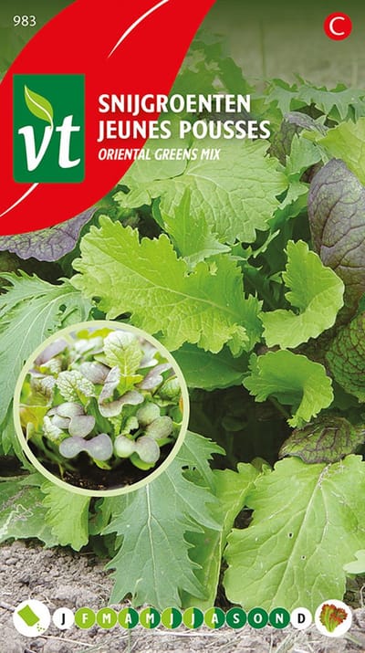 Sla 'Oriental Greens Mix' - Kruidig Mengsel van Oosterse Bladgroenten