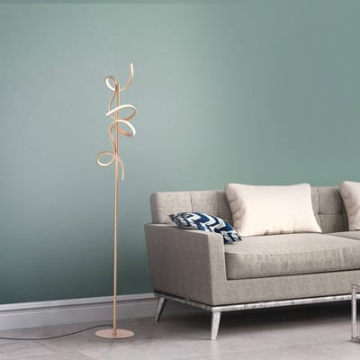 JUST LIGHT. GmbH LED vloerlamp Curls, messing, metaal, 156 cm hoog, dimbaar