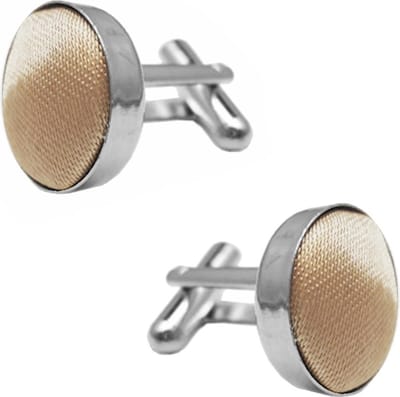 Fako Bijoux - Manchetknopen - Staal & Zijde - 16mm - Beige