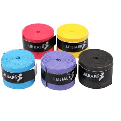60 pièces Surgrips de raquette de tennis Antidérapant Bande de sudation Enveloppes Raquette de badminton Surgrip Canne à pêche Bande de sudation Grip 5pcs blue
