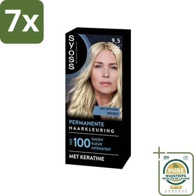 7 x SYOSS - Coloration 9-5 Frozen Pearl Blonde - Haarverf - Grijsdekking - Vermindert Haarbreuk - Grootverpakking - Haarverf - Permanente Haarkleuring - Grijsdekking - Haarverf 9-5 - Keratine