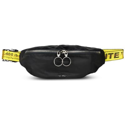 Off-White Metalen Logo Micro Tag Industriële Stijl Rits Gesp Crossbody Borsttas Taille Tas Unisex tassen Zwart OMNA074R20E480011000 Basic Set (Bag+Dust Bag) black