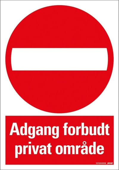Pickup bord 23x33 cm Combinatie - ADGANG FORBUDT PRIVAT OMRADE