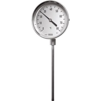 0 tot +200°C RVS Bimetalen Thermometer 100mm Behuizing 200mm Dompelbuis Onderaansluiting - TBLUSH-200-100-200