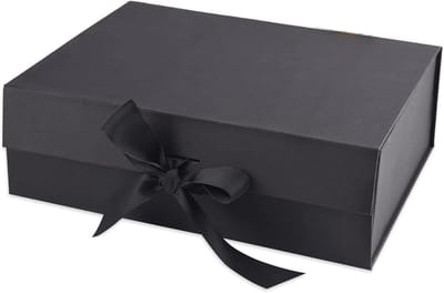 Elegante Zwarte Cadeaubox met Deksel en Strik - Herbruikbare Verpakking voor Verjaardag, Kerst en Valentijnsdag