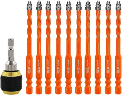 Tegelboor Set - Metaalboren - Precisie Boren - Snelwisselhouder Inbegrepen - 10 Delig 6mm - Zilver
