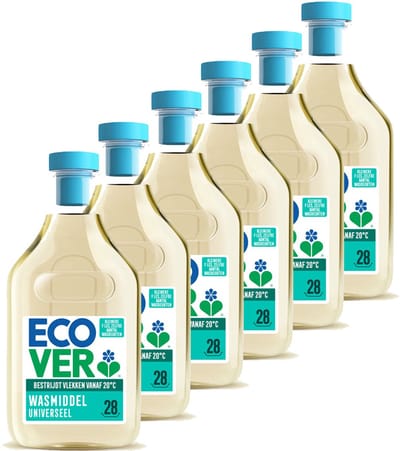 Ecover - Vloeibaar Wasmiddel Universal - Voordeelverpakking 6 x 1 L - 168 wasbeurten - Plantaardig & Biologisch afbreekbaar - Krachtige reiniging bij 20°C - Frisse geur