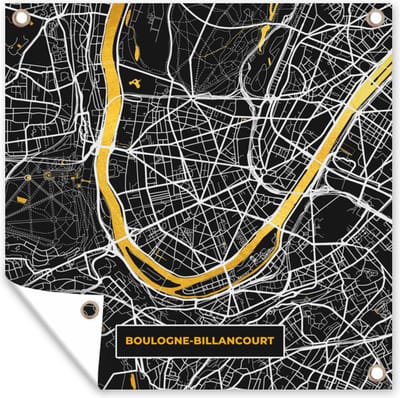 Tuin poster Frankrijk - Plattegrond - Boulogne-Billancourt - Stadskaart - Kaart - 200x200 cm - Tuindoek