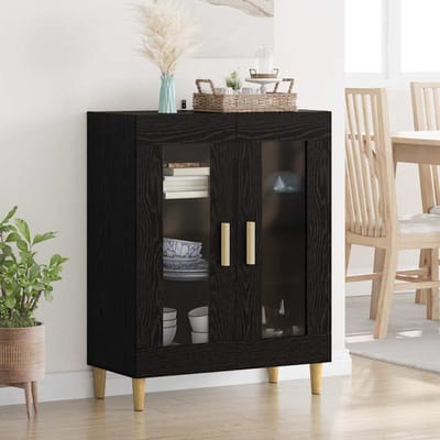 vidaXL - Dressoir - Zwart - Eiken - 69,5 - x - 34 - x - 90 - cm - Bewerkt - hout
