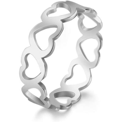 Skyrim Belle Bague Coeur Creux En Acier Inoxydable Romantique Couleur Or Rose Décontracté Mariage Bagues De Fiançailles Bijoux Cadeau Pour Femmes 7 gray