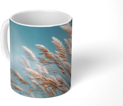 Mok - Koffiemok - Siergras - Wind - Lichtbruin - Mokken - 350 ML - Beker - Koffiemokken - Theemok