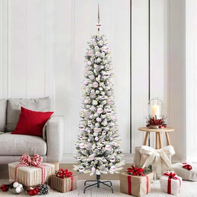 vidaXL - Kunstkerstboom - Wit - 180 - cm - PVC - en - Metaal - en - Plastic