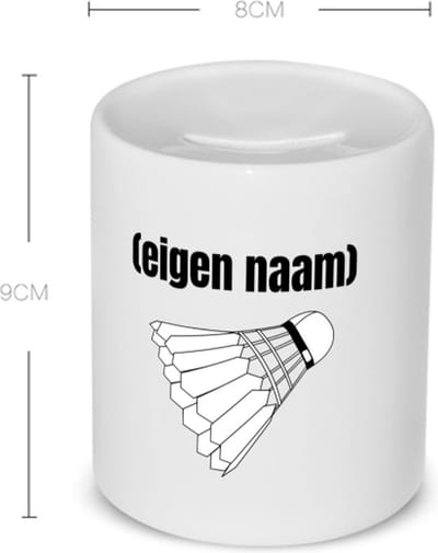 Akyol - badminton shuttle met eigen naam Spaarpot - Badminton - badmintonner - sport - verjaardag cadeau - kado - geschenk - 350 ML inhoud